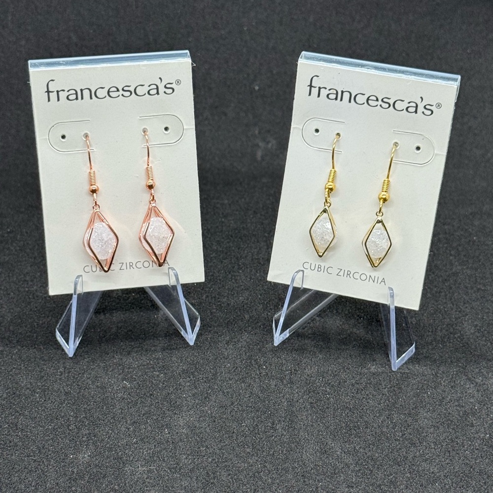 Francesca's Collections Rose‎ Gold and Gold Drop Earrings